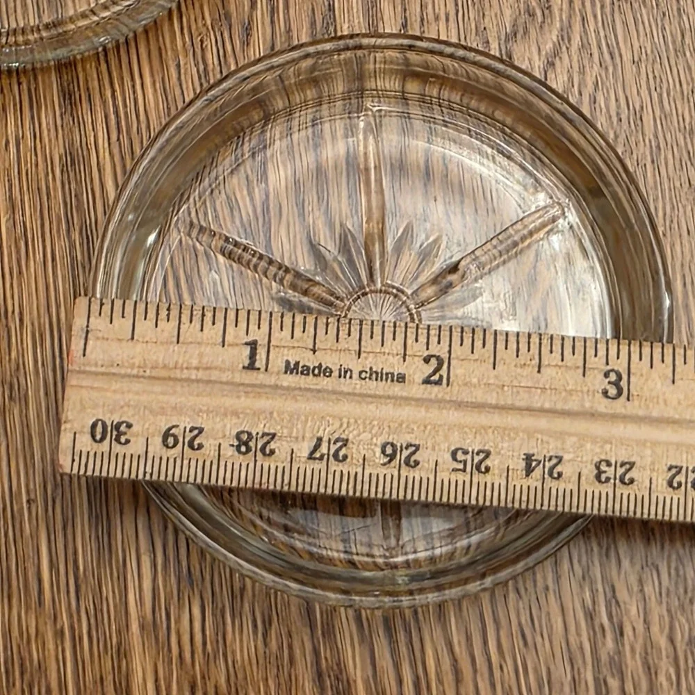 Vintage Clear Glass Coasters Set of 8 Sunburst Starburst Pressed Pattern 3 inch